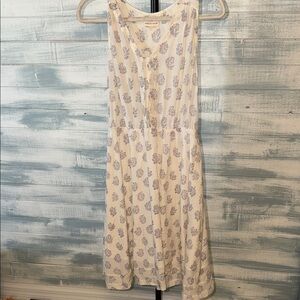 Rebecca Taylor Silk Midi Dress White Blue Floral Sleeveless Size 8 Lightweight
